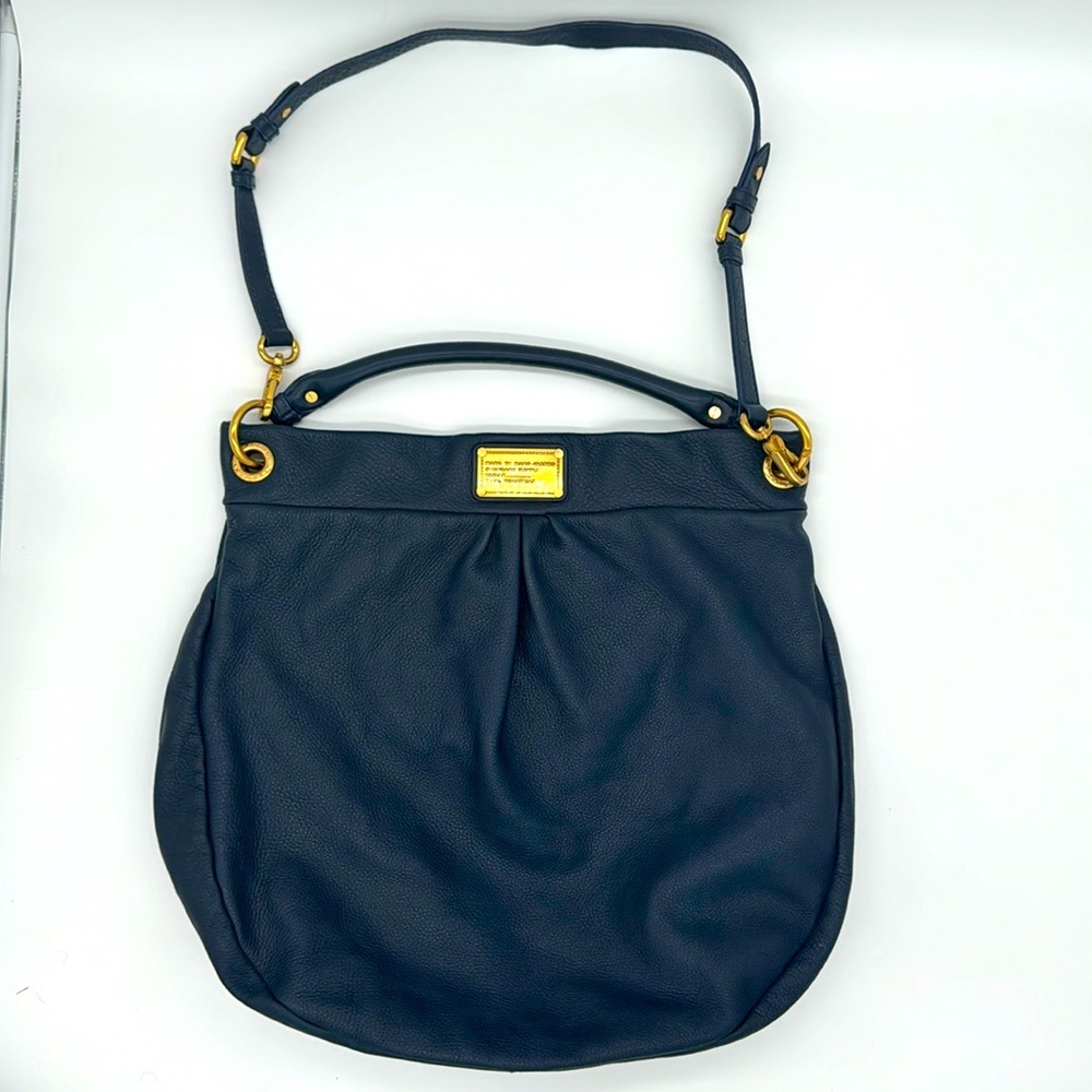 Marc by Marc Jacobs Dark Blue Pebbled Leather Classic Q Hillier Hobo Handbag